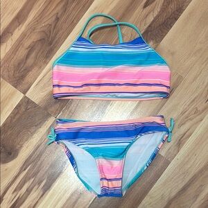 Cat & Jack Blue and Pink Striped Bikini Set